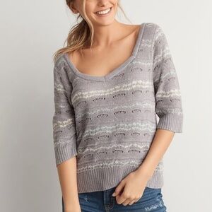 Free People Lightweight Knit Cropped Keyhole Back Sweater